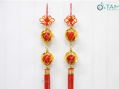 Dây 2 trái lồng đèn xoáy treo Tết D55cm T-DTRT-56